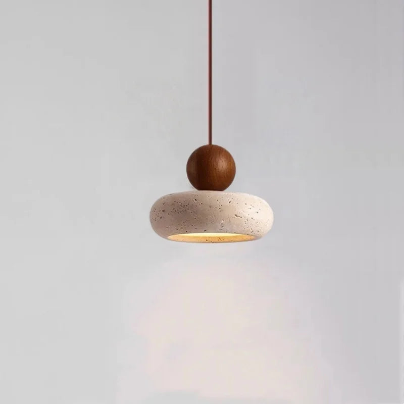 Afralia™ Travertine Stone LED Pendant Chandelier for Modern Living Spaces