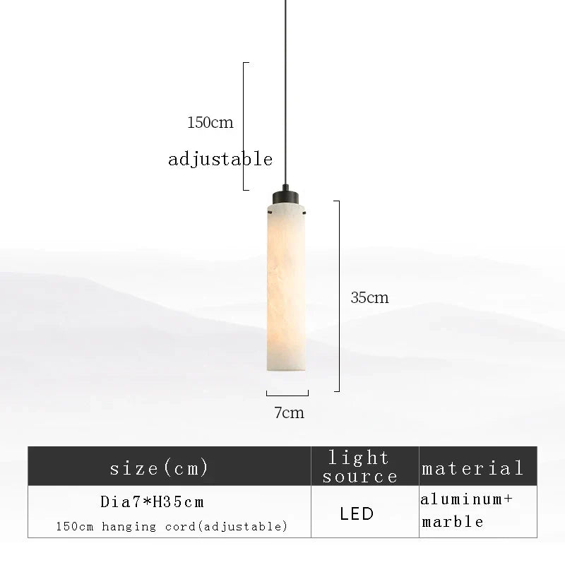 Afralia™ Black Gold Marble Cylinder Pendant Light for Modern Home Decor