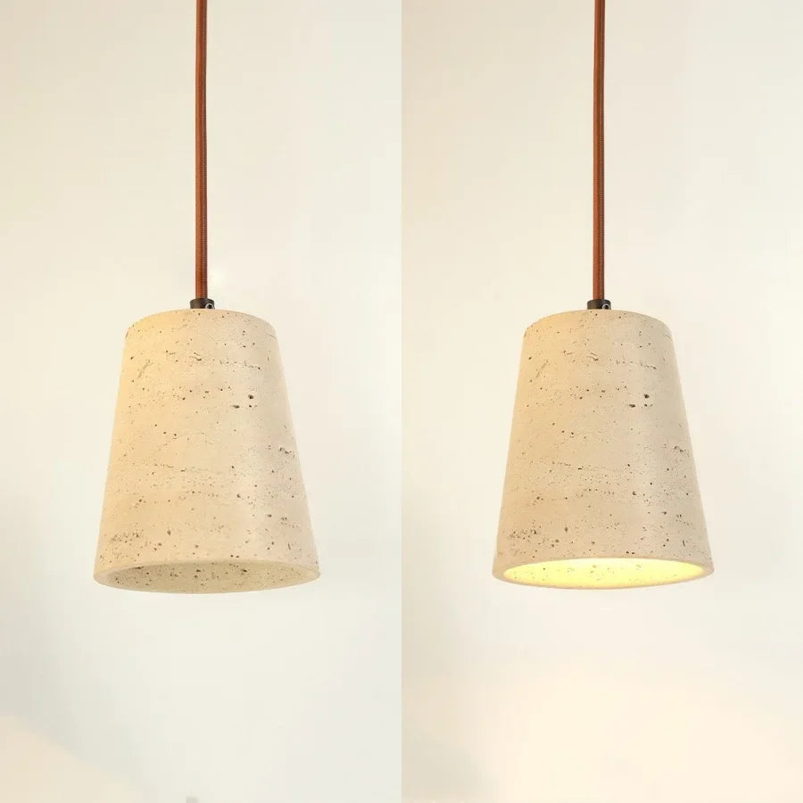Afralia™ Yellow Travertine Stone LED Pendant Lamp for Dining Living Room