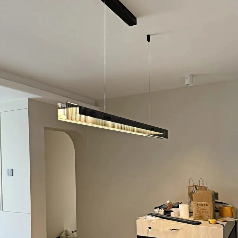 Afralia™ Modern Black Linear Glass Pendant Lamp