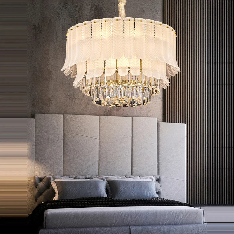 Afralia™ Golden Crystal Chandelier: Postmodern Luxury Round Chandelier for Living Room