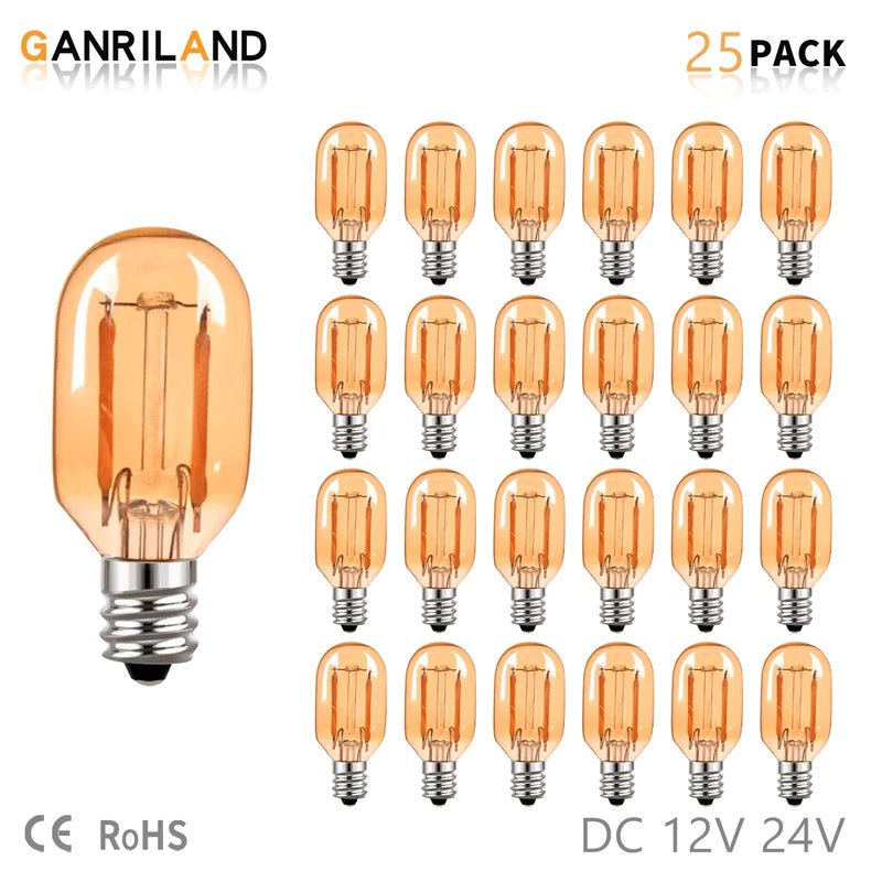 Afralia™ Amber Glass LED Bulb | Low Volts Mini Light | Warm White 2200K