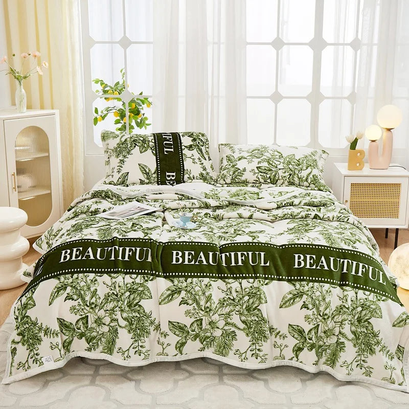 Afralia™ Cozy Flannel Plush Blanket - All Seasons Sofa Cover & Bed Sheet for Queen Double
