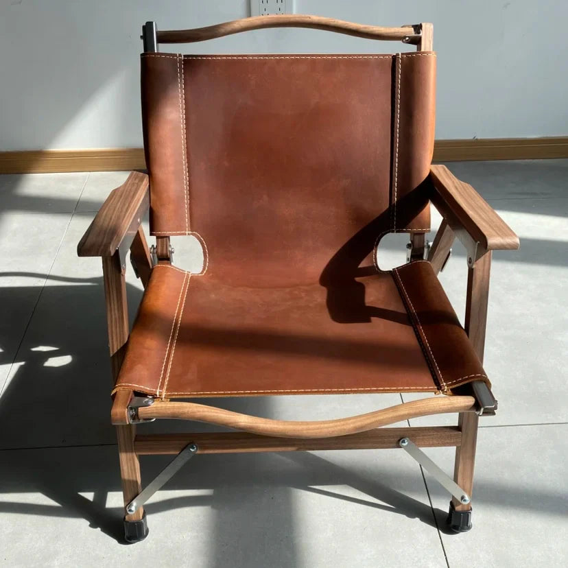 Afralia™ Folding Portable Backrest Chair Black Walnut: Outdoor Camping Leisure Garden Chair