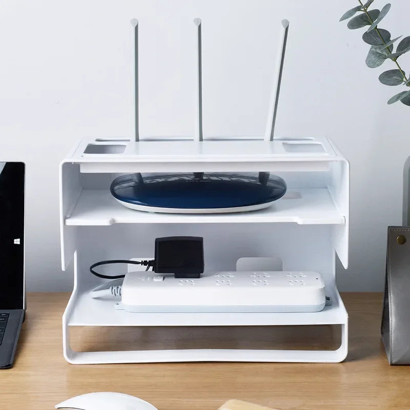 Afralia™ Router & Socket Organizer Rack for TV Set Top Box & Power Strip