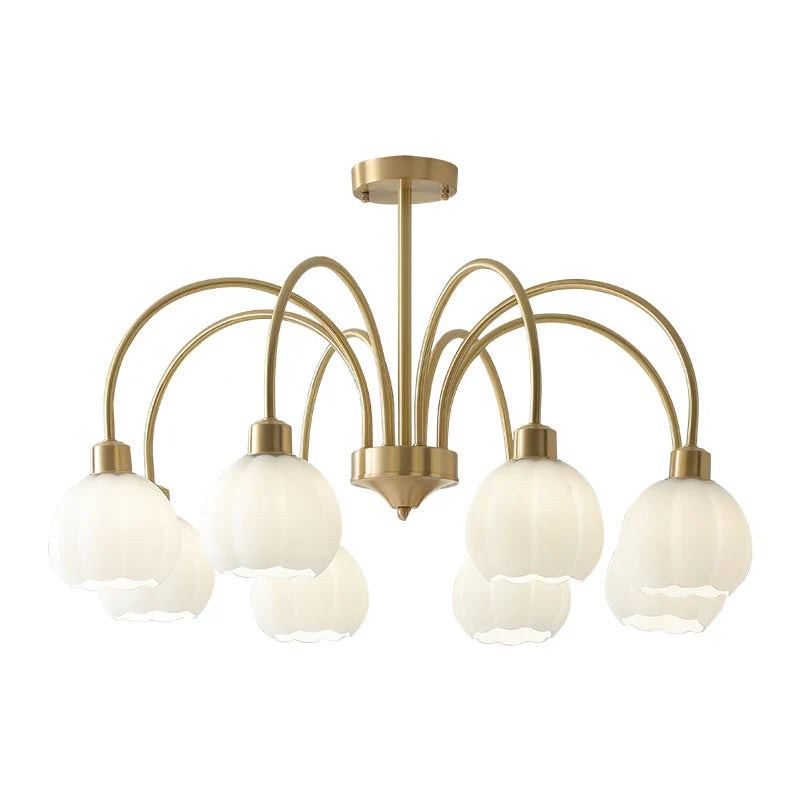 Afralia™ Lily of the Valley Copper Chandelier for Bedroom, Living Room, Dining Room.