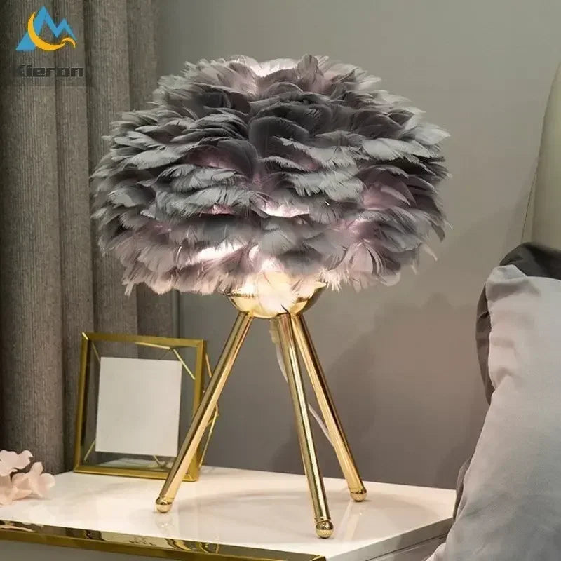 Afralia™ Modern Feather LED Table Lamp for Bedroom Study Dining Room Hotel Living Room