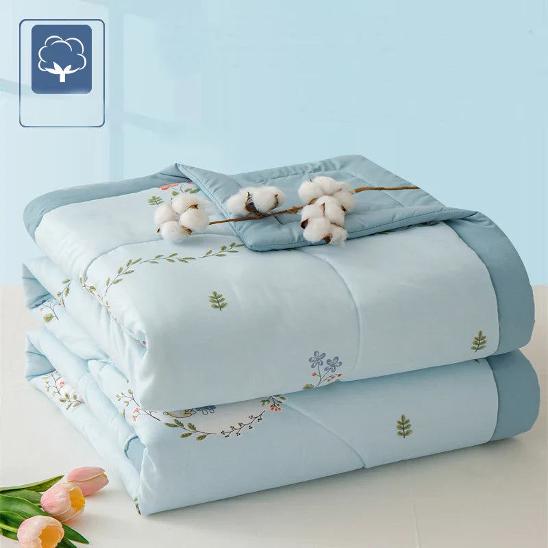 Afralia™ Lightweight Summer Quilt: Soft Skin-Friendly Comforter with Cotton Fill