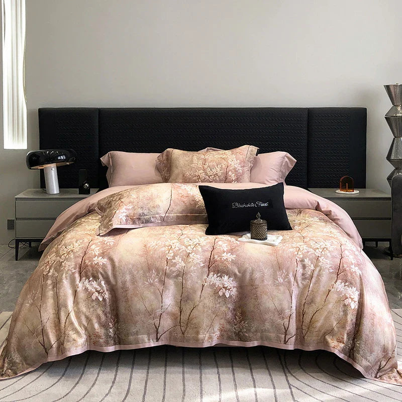 Afralia™ Vintage Rose Print Bedding Set: Duvet, Bed Sheet, Pillowcases