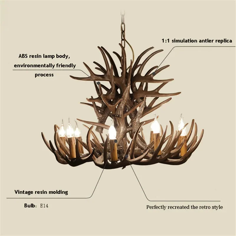 Afralia™ Antler Pendant Chandelier for Home and Bar Decor - Industrial Deer Horn Fixture