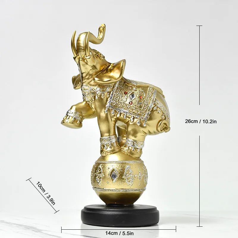 Afralia™ Resin Elephant Wildlife Sculpture Figurine - Home Interior Decoration Gift