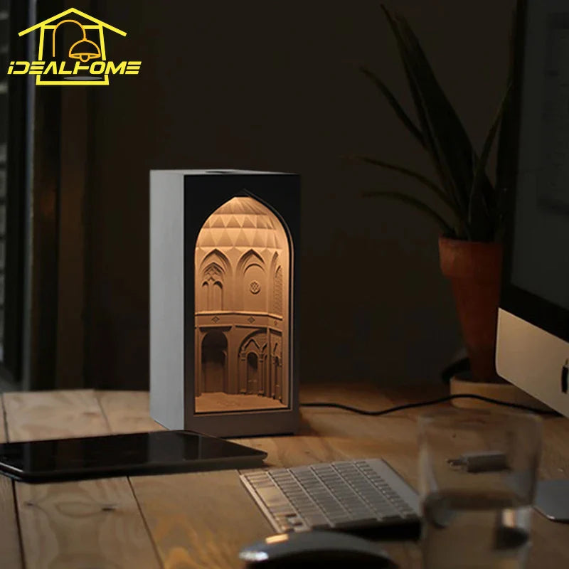 Afralia™ Persian Garden Concrete Table Lamp with Touch Dimming, Bedroom Desk Light