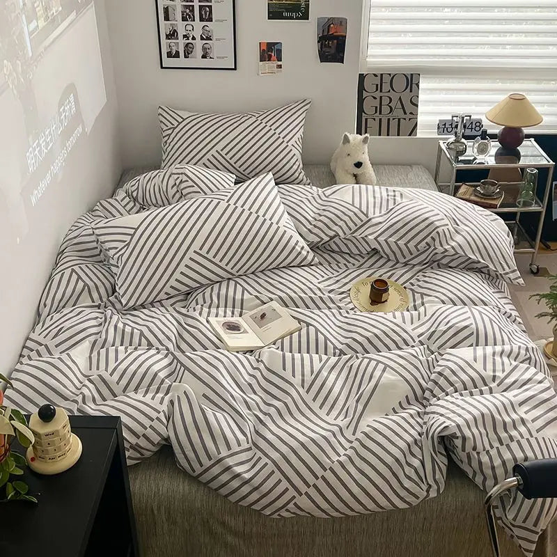 Afralia™ Nordic Cotton Printed Bedding Set for Twin Beds - Ultra Soft & Skin Friendly Home Bedclothes