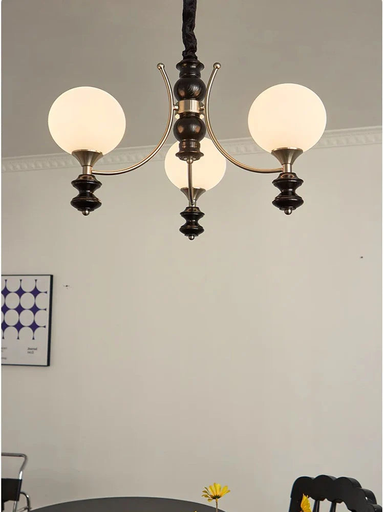 Afralia™ Walnut Chandelier: Bauhaus Magic Bean Designer Retro Branch Chandelier, French Style Living Room.