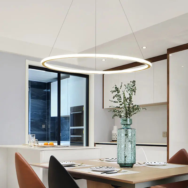 Afralia™ Nordic Round LED Ring Chandelier for Living Dining Bedroom