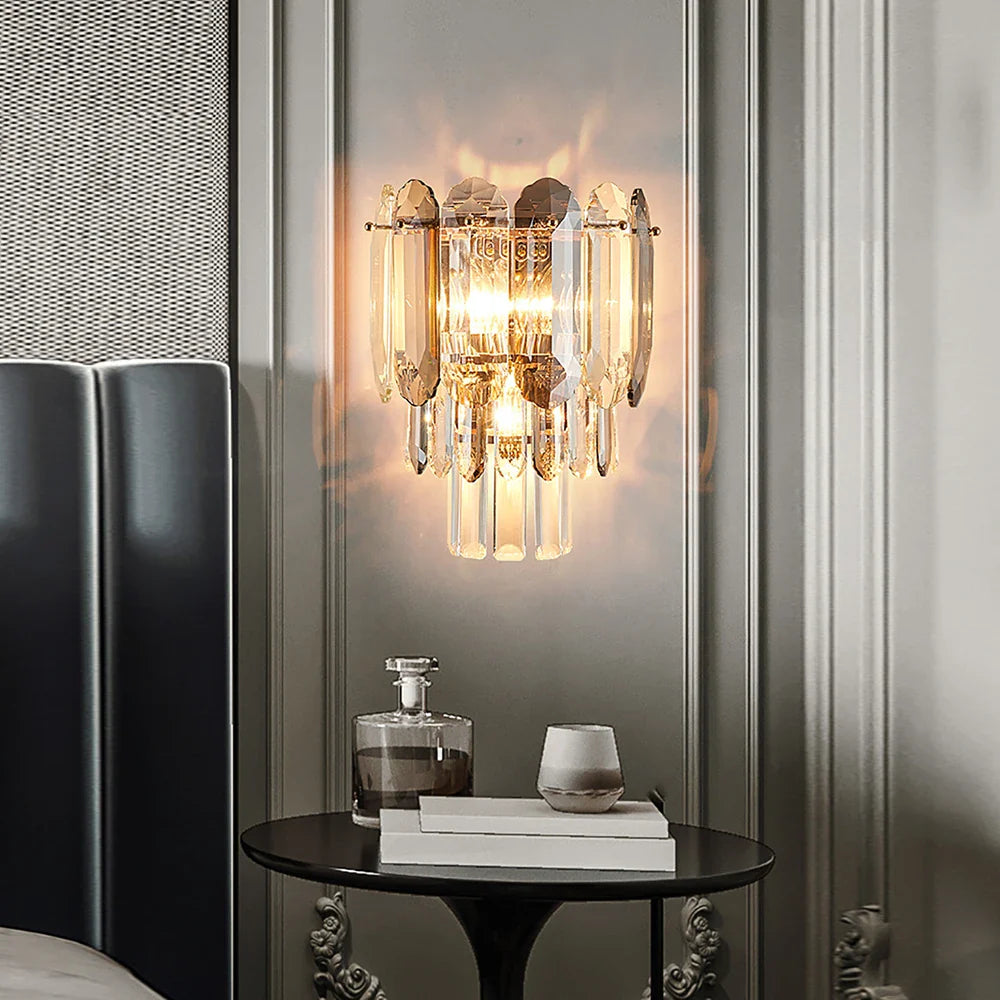 Afralia™ Crystal LED Wall Lamp: Minimalist Luxury Lighting for Living Room TV Background
