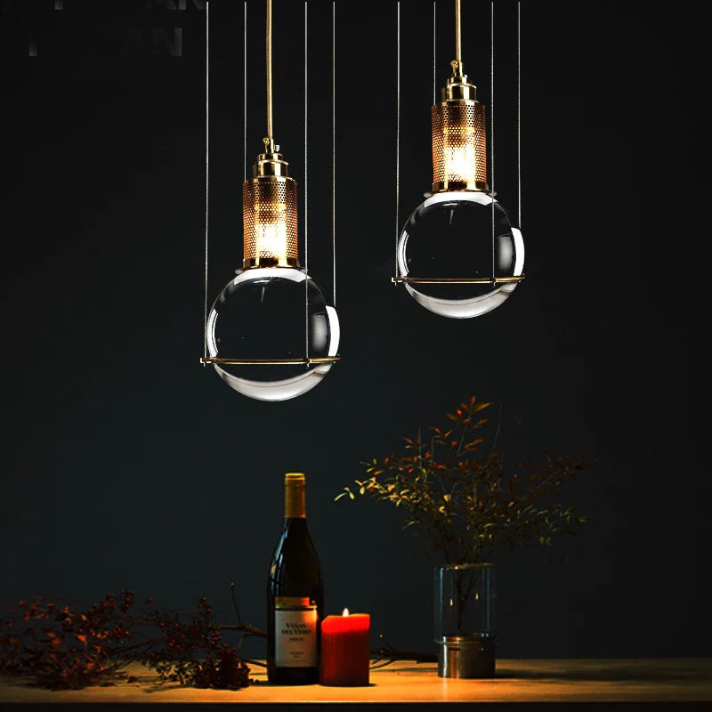 Afralia™ Crystal Ball LED Pendant Lights - American Design for Indoor Lighting