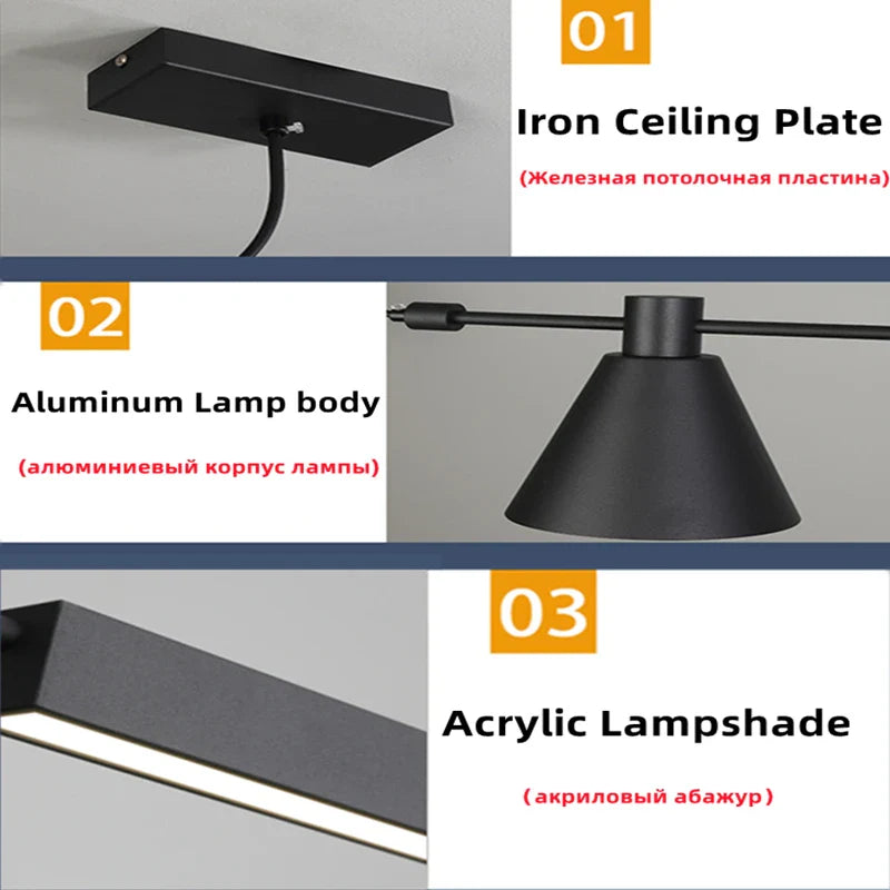 Afralia™ Nordic Black Chandelier: Modern LED Pendant Light for Dining Room, Kitchen, Living Room