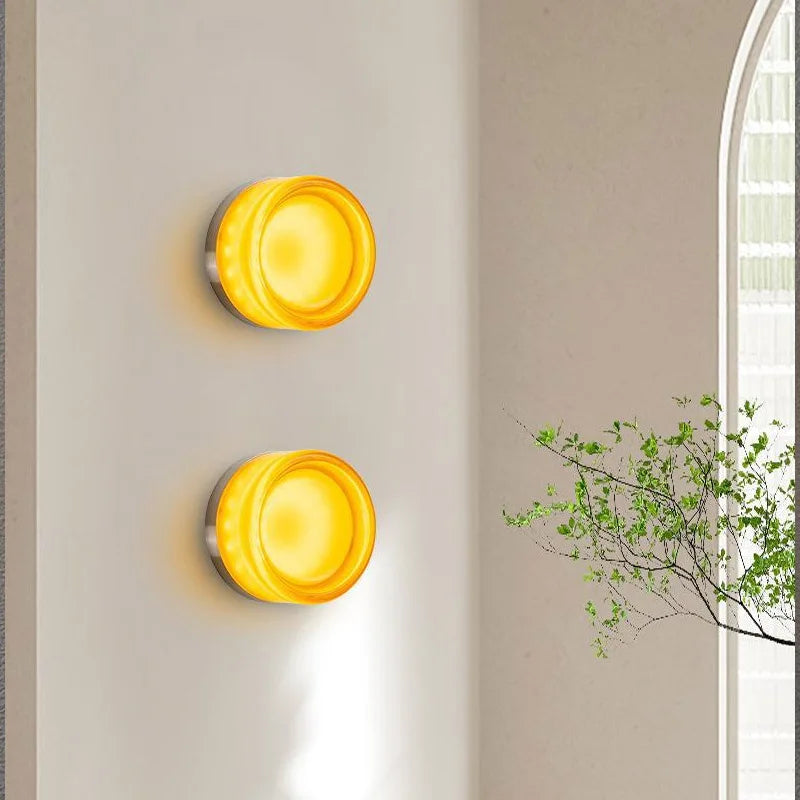 Afralia™ Nordic Grey Amber LED Wall Lamp for Bedroom Living Room Indoor Decor