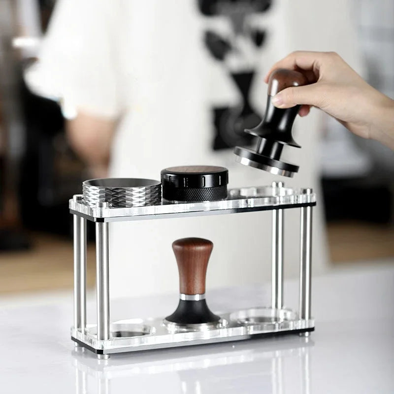 Afralia™ Acrylic Coffee Bar Utensil Rack & Powder Press Set