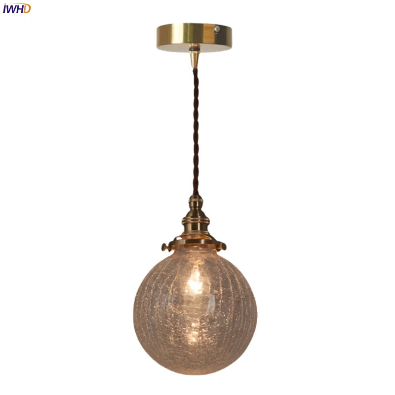 Afralia™ Cracked Glass LED Pendant Light for Cafe Bar Kitchen Living Room