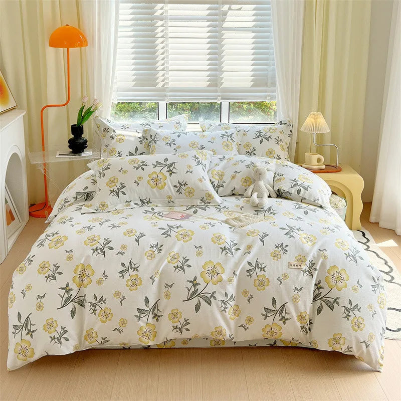 Afralia™ Luxury Cotton Stripe Printed Bedding Sets for Queen King Beds.