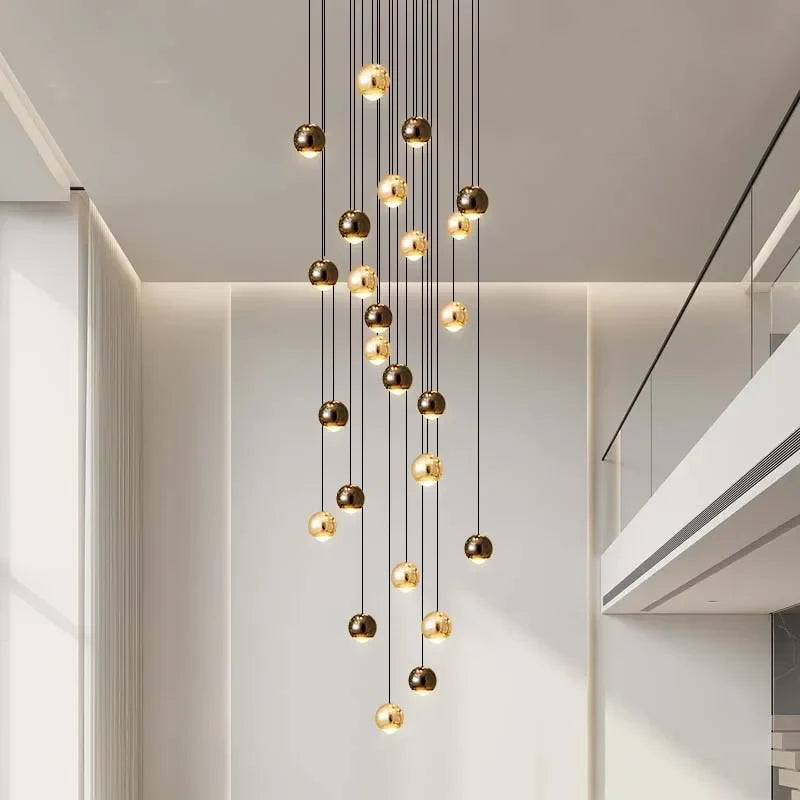 Afralia™ Modern Gold Crystal Chandelier: Minimalist Staircase Art Decor Lighting Fixtures