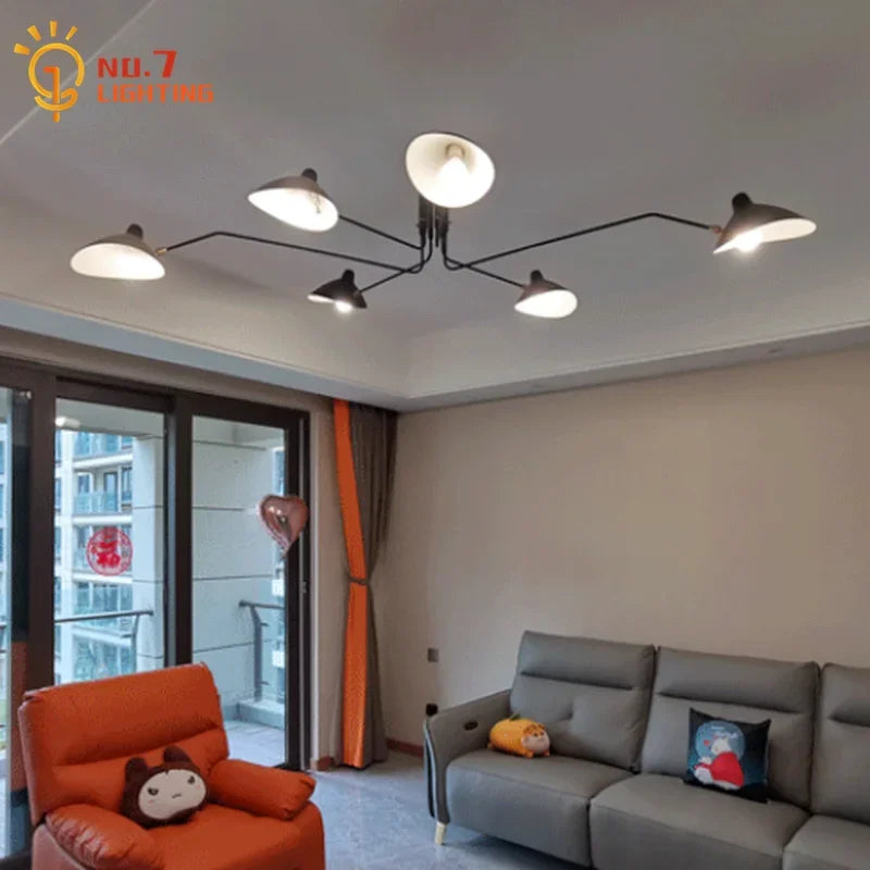 Afralia™ Industrial Spider Serge Mouille Ceiling Lamp Black LED E27 Lighting