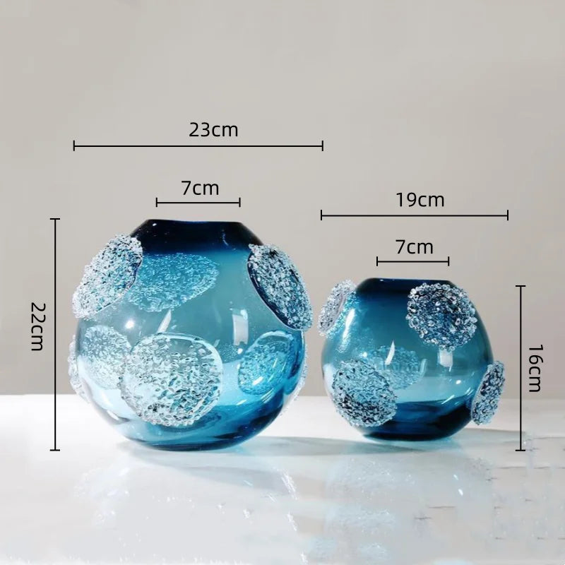 Blue Glass Vase with Medusa Embossed Design | Afralia™ Home Decor Vase