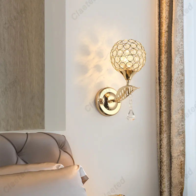 Afralia™ Crystal Wall Lamp: Elegant E27 Socket Fixture for Bedside, Porch, or Hallway Decor