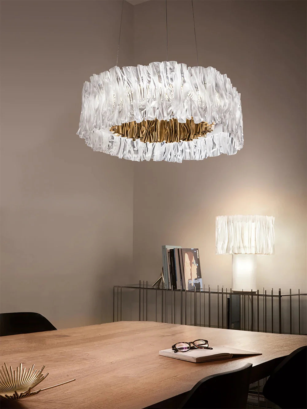 Afralia™ Wave LED Acrylic Table Lamp Modern Luxury Night Light Bedroom Decoration