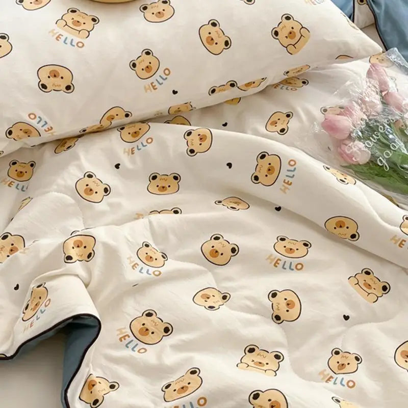 Afralia™ Cartoon Printed Summer Lightweight Cooling Blanket for Kids and Students.