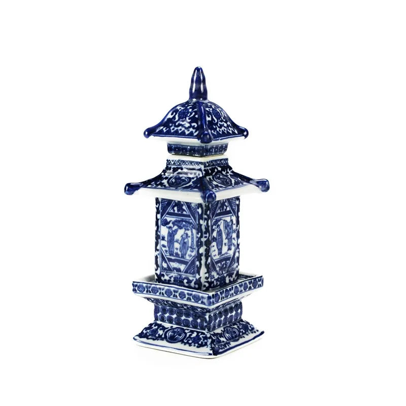 Afralia™ Blue and White Porcelain Layered Tower Vases