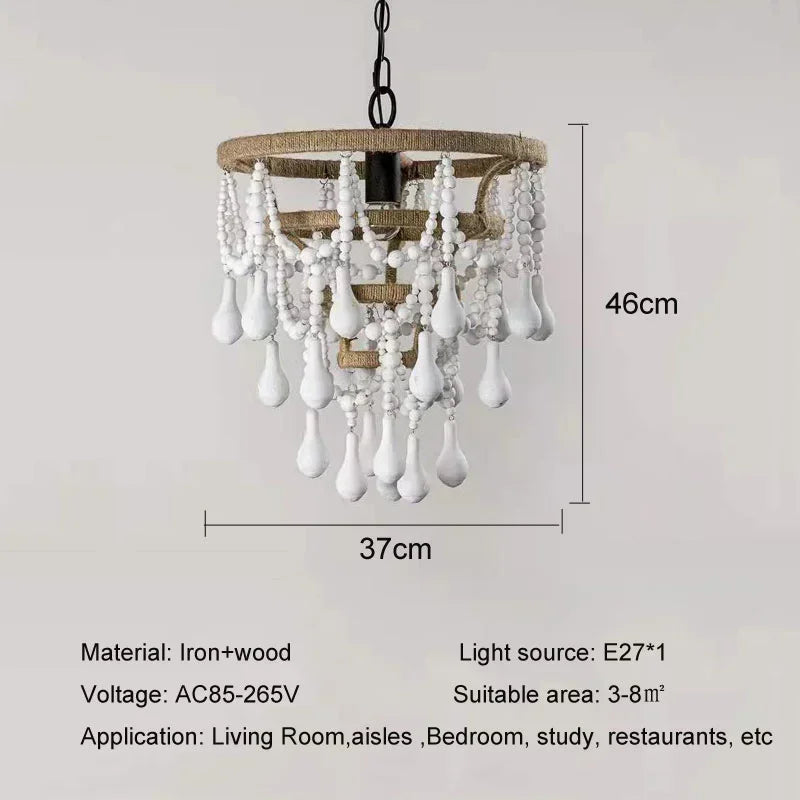 Afralia™ Wood Beads Chandeliers Bohemian Pendant Lights for Living Room and Restaurant