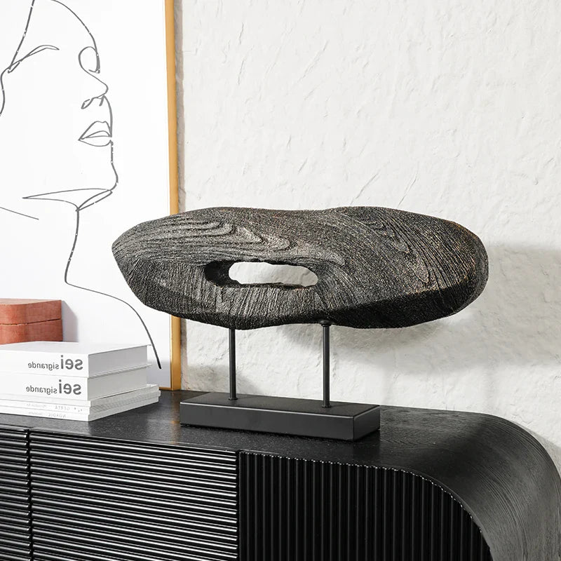 Afralia™ Tree Hole Resin Statue - Wood-grain Geometric Decorative Figurine