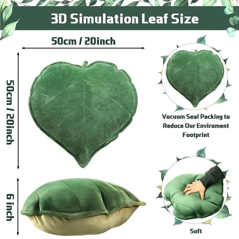 Afralia™ 3D Leaf Throw Pillow | Soft Plush Toy Cushion for Home Car Bedroom