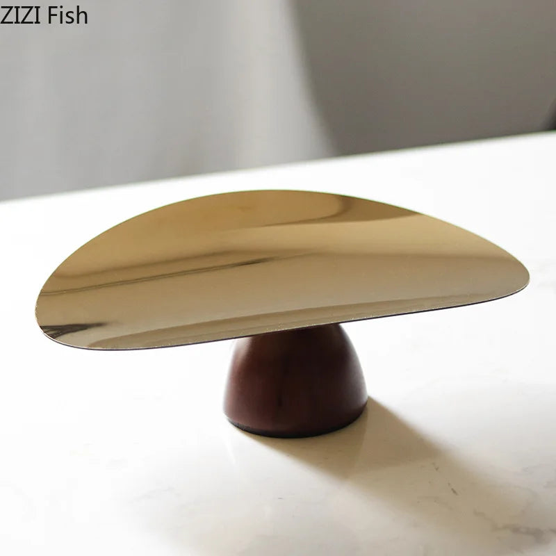 Afralia™ Gold Plated Wooden Fruit Bowl Tray Set for Home Kitchen and Restaurants