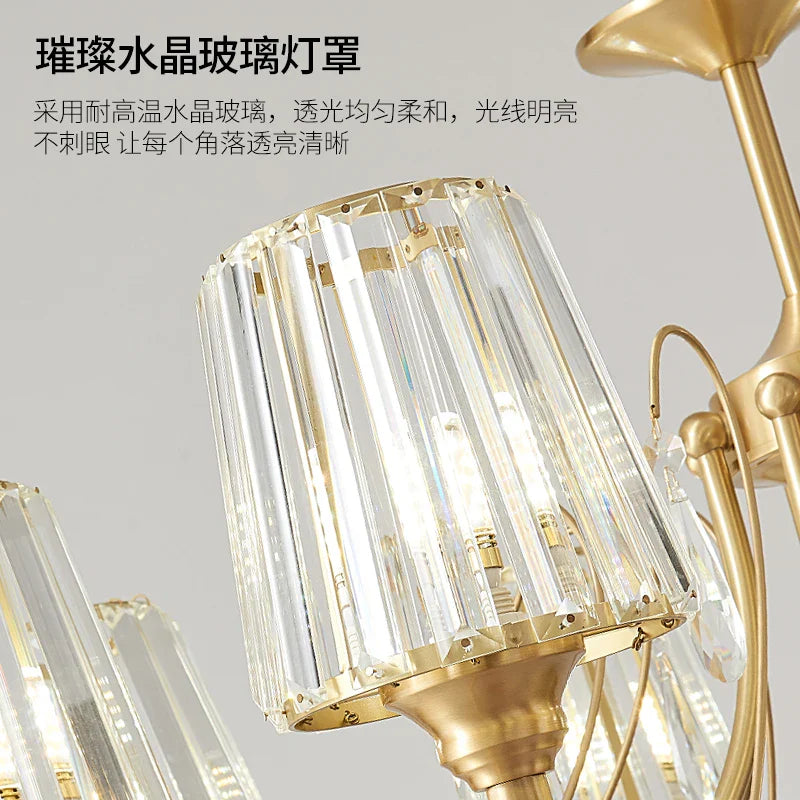 Afralia™ Bronze Villa All Copper Chandelier - Modern Light Luxury for Living Room