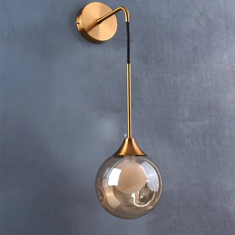 Afralia™ Glass Ball Gold Wall Lamp Modern Sconce Nordic Light Fixture for Living Bedroom