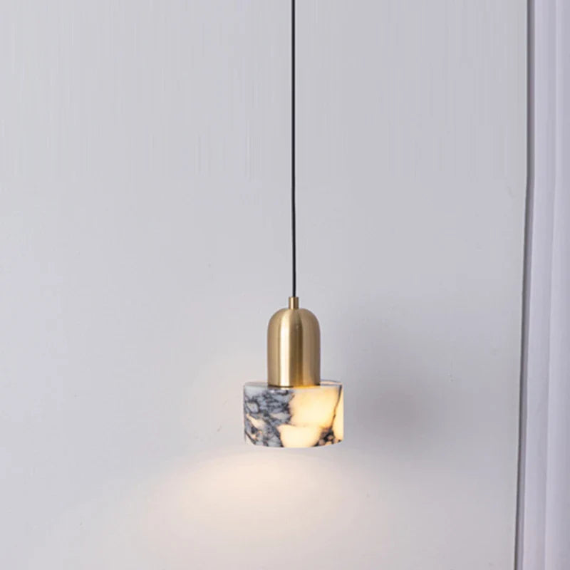 Afralia™ Natural Stone LED Pendant Light with Random Patterns - LED Bulb Included