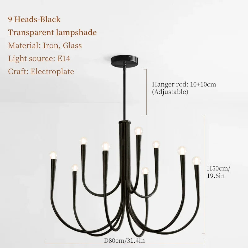 Afralia™ French Candle Led Chandelier Black Gold Kitchen Modern Island Light
