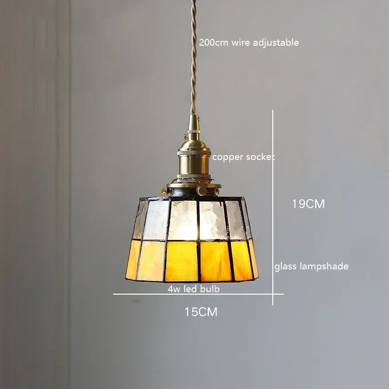 Afralia™ Colorful Glass Copper LED Pendant Light for Kitchen Bedroom Living Room Loft