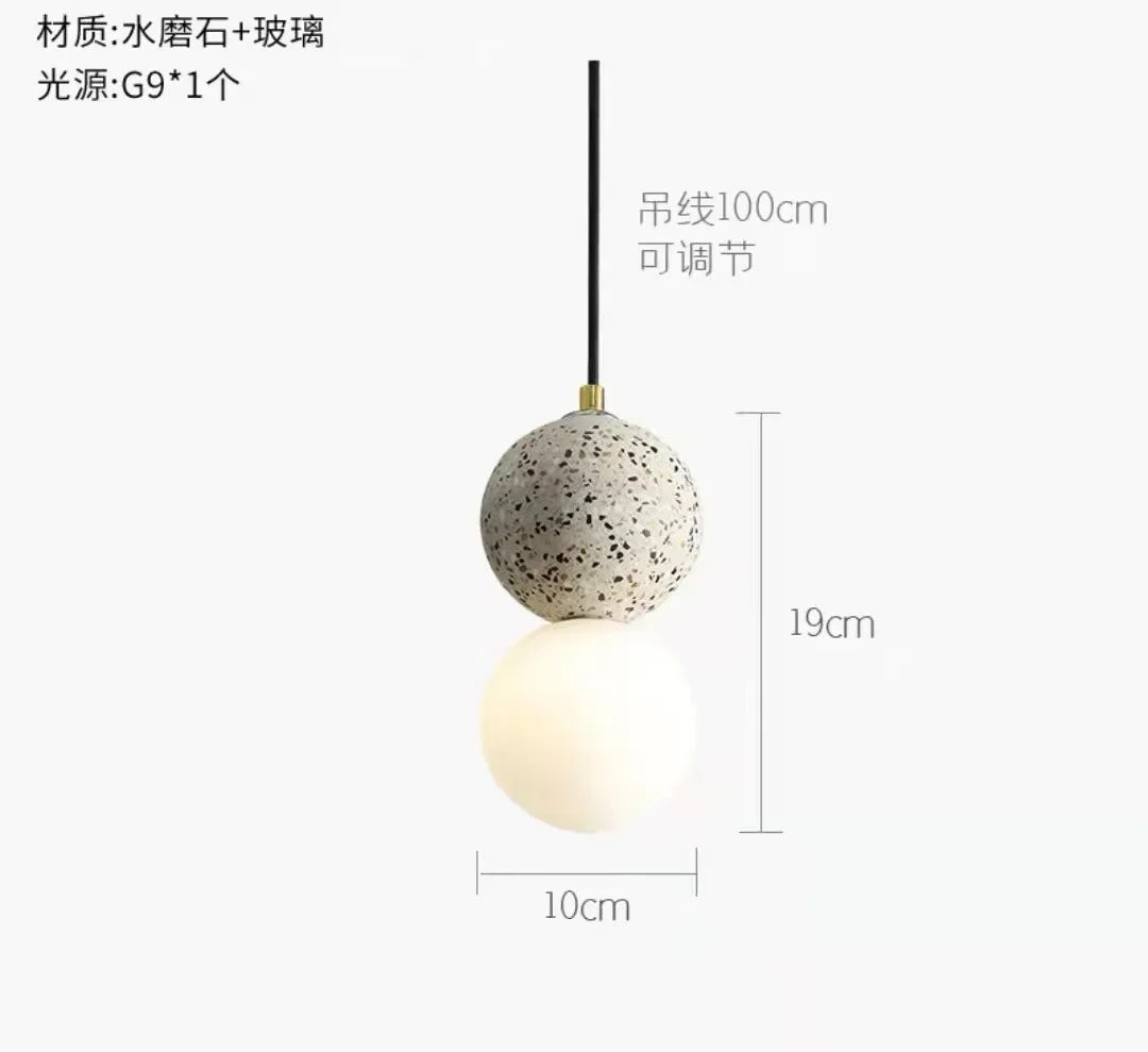 Afralia™ Terrazzo Cement Ball Pendant Light Chandelier