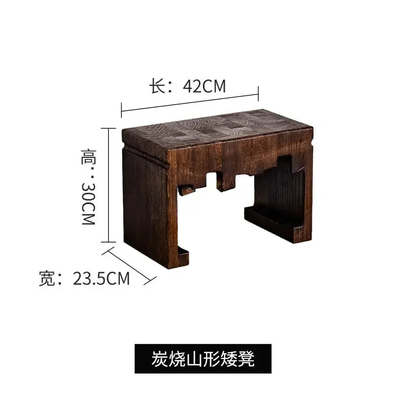 Afralia™ Mountain Wood Low Stool: Versatile Footrest, Coffee Table & Makeup Seat
