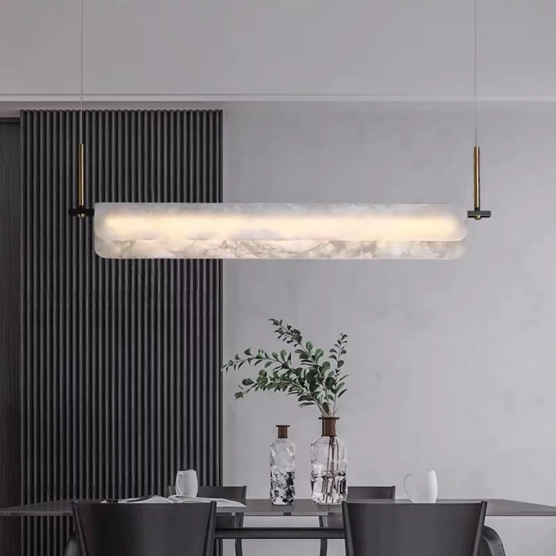 Afralia™ Marble Long Strip LED Chandelier - Luxury Modern Minimalist Table Lamp