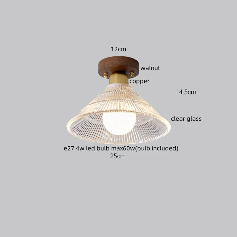 Afralia™ Wood Glass LED Ceiling Lamp Modern Kitchen Living Room Light Fixture