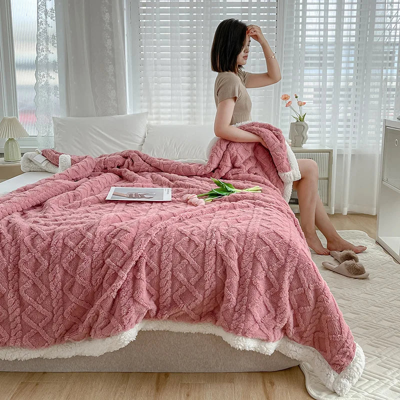 Afralia™ Lambswool Coral Flannel Blanket for Home & Office - Cozy Sofa & Bed Cover