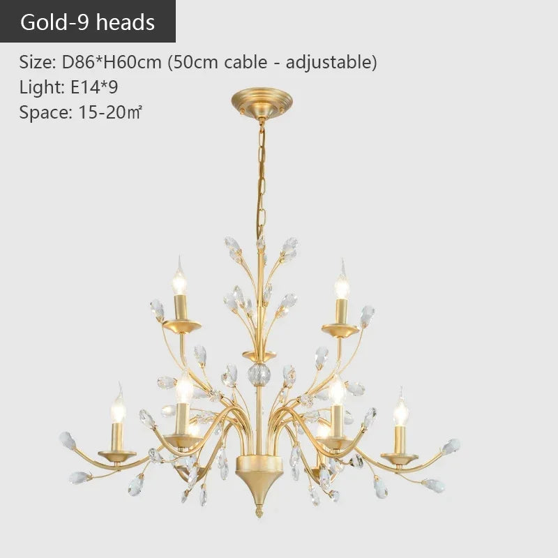 Afralia™ Vintage Crystal LED Ceiling Chandelier for Country Living Room Lighting