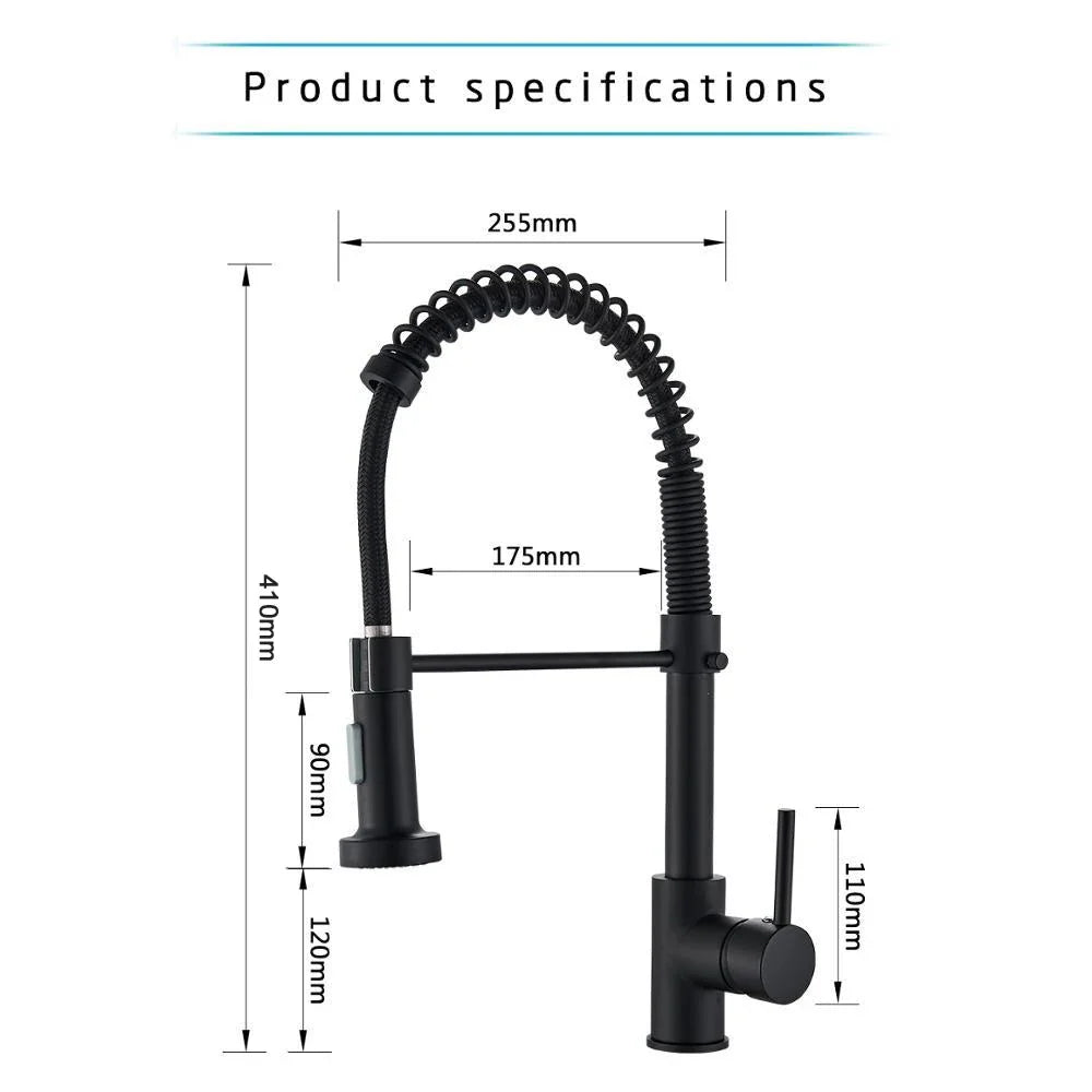 Afralia™ Matte Black Pull Down Kitchen Faucet with Dual Spray Nozzle