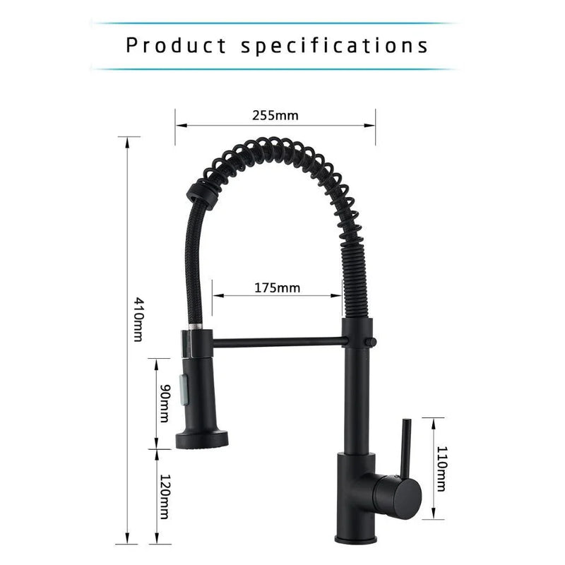 Afralia™ Matte Black Kitchen Faucet Mixer Tap 360° Rotation Stream Sprayer Nozzle